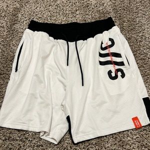 Gymshark White and Black Athletic Shorts
